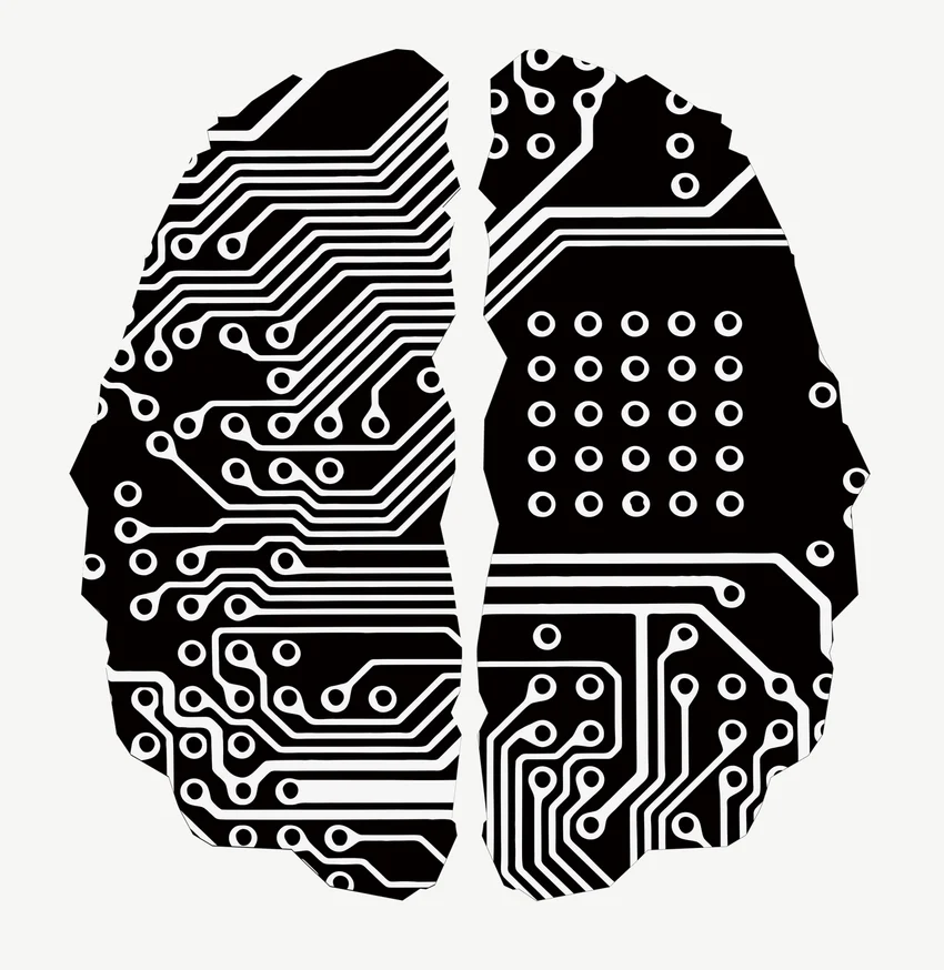 AI brain clipart illustration psd